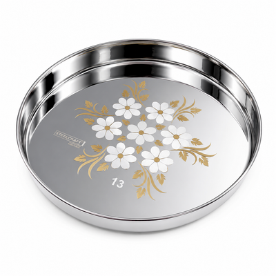 PREMIUM FLORAL STAINLESS STEEL LUNCH PLATE