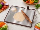 DUAL STAINLESS STEEL AND WOODEN CHOPPING BOARD