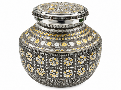 MEENAKAARI ANTIQUE STAINLESS STEEL MIRROR POT