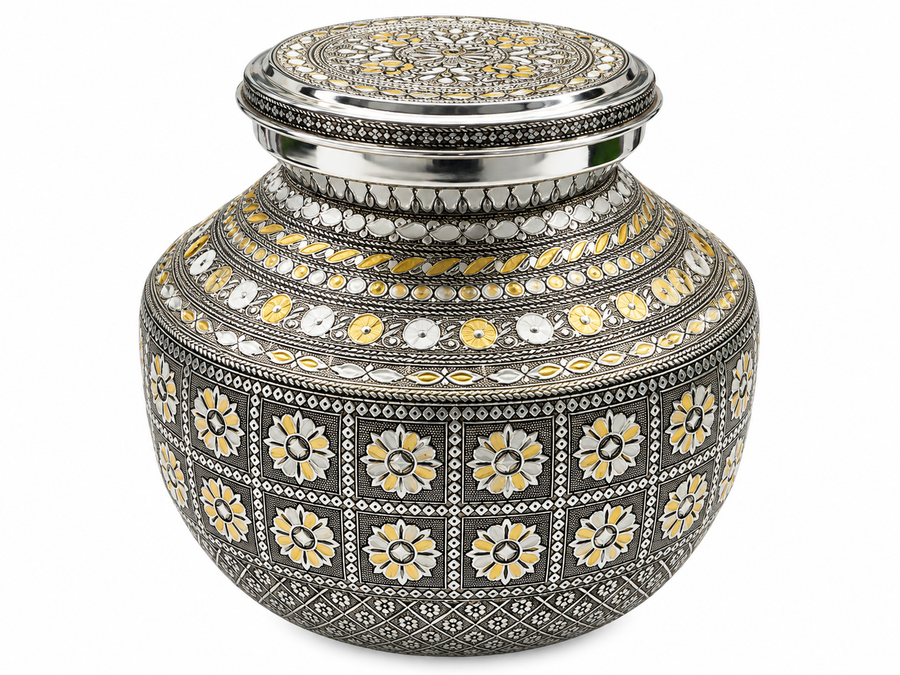 MEENAKAARI ANTIQUE STAINLESS STEEL MIRROR POT