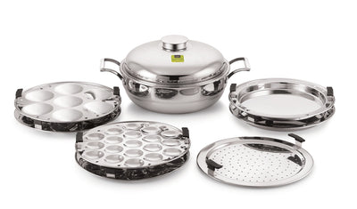 TRIPLY -MULTI KADAI WITH IDLY AND STEAMER MIRROR BRAND